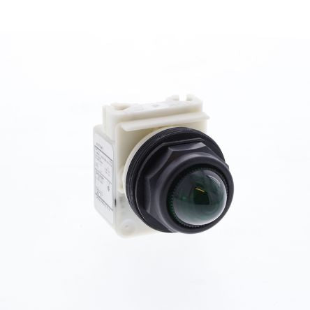 Schneider Electric, 9001SK, Panel Mount Green Incandescent Pilot Light, 30mm Cutout, IP66, Round, 120V [9001SKP1G9]; 654-558