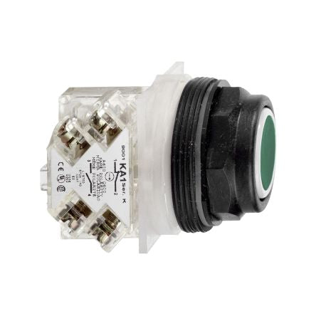Schneider Electric 9001SK Series Push Button Switch, Spring Return, Panel Mount, 30mm Cutout, 1 NO, 600V ac, IP66 [9001SKR1GH5]; 654-559