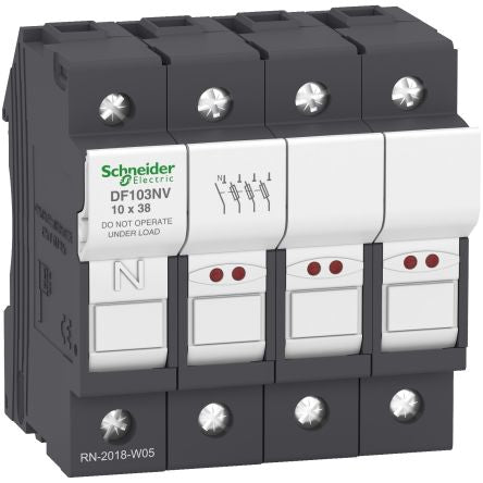 Schneider Electric 32A Fuse Holder for 70 x 61mm Fuse, 3P+N, 690V [DF103NV]; 654-627