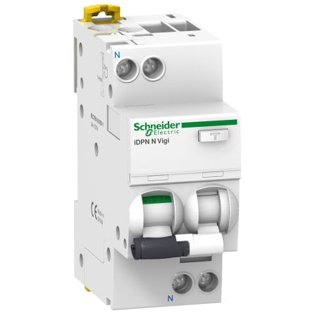 Schneider Electric RCBO, 16A Current Rating, 1P + N Poles, 30mA Trip Sensitivity, Type B, Acti9 Range [A9D56616]; 654-654