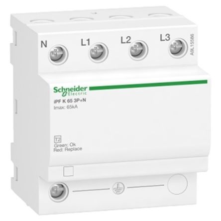 Schneider Electric 3, 3+N Phase Surge Arrester, 65kA, 1.5kV, DIN Rail Mount [A9L15586]; 654-689