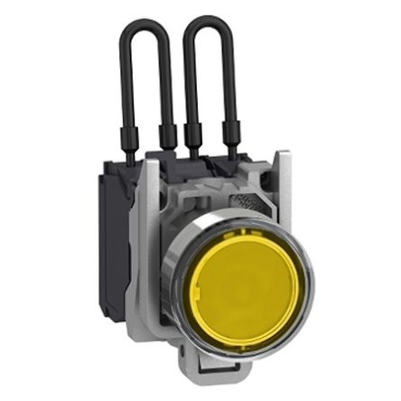 Schneider Electric, XB4, Panel Mount Amber Universal LED Pilot Light, 22.5mm Cutout, IP66, IP67, IP69K, Round, 110 [XB4BW28G5]; 654-713