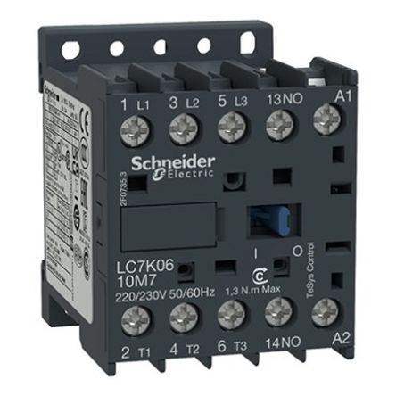 Schneider Electric TeSys LC7K Contactor, 110 V ac Coil, 3-Pole, 12 A, 5.5 kW, 1NO, 690 V ac [LC7K1210F7]; 654-718