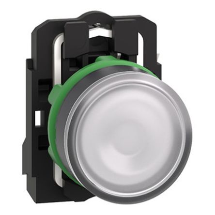 Schneider Electric Harmony XB5 Series Illuminated Push Button, Spring Return, Screw Mount, 22mm Cutout, 1NO, 24V ac/dc, [XB5AW31B1]; 654-724