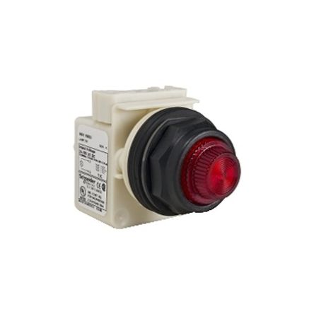Schneider Electric, 9001SK, Panel Mount Red LED Pilot Light, 30mm Cutout, IP66, Round, 120V ac/dc [9001SKT38LRR31]; 654-730