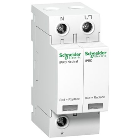 Schneider Electric 1+N Phase Surge Arrester, 20kA, 1.4kV, DIN Rail Mount [A9L20500]; 654-748
