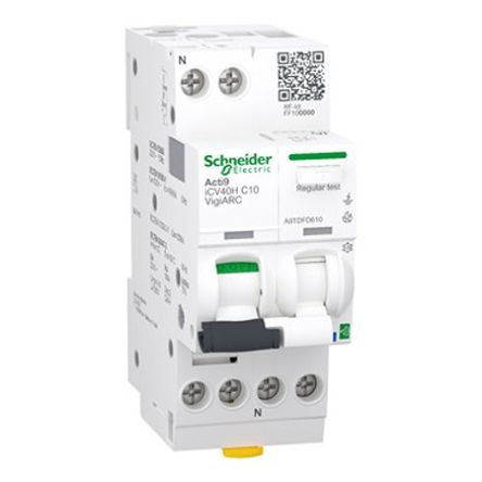 Schneider Electric RCBO, 10A Current Rating, 1P+N Poles, 30mA Trip Sensitivity, Type C, Acti9 Range [A9TDFD610]; 654-750