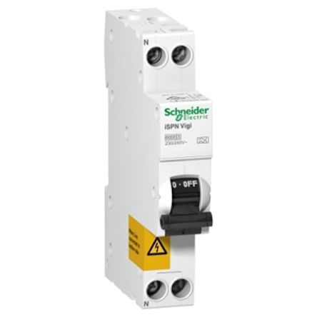 Schneider Electric RCBO, 32A Current Rating, 1P+N Poles, 30mA Trip Sensitivity, Type C, Acti9 Range [A9D73632]; 654-776