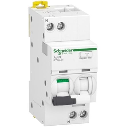 Schneider Electric RCBO, 6A Current Rating, 1P+N Poles, 30mA Trip Sensitivity, Type B, Acti9 Range [A9DH3606]; 654-795
