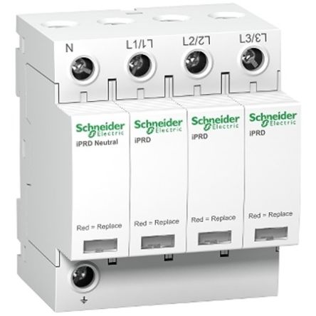 Schneider Electric 3, 3+N Phase Surge Arrester, 20kA, 1.1kV, DIN Rail Mount [A9L20600]; 654-797