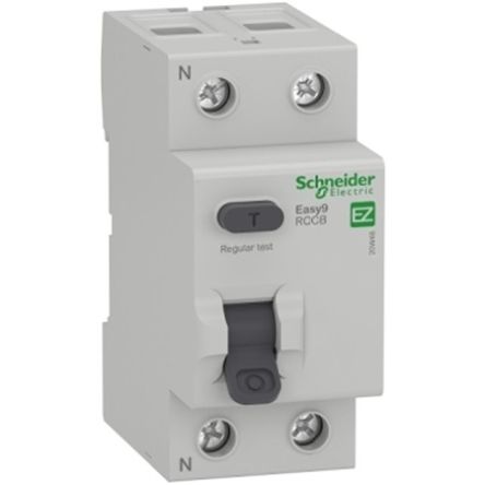 Schneider Electric EZ9R RCCB, 63A, 2 Pole, 30mA, Type A, 230V ac [EZ9R46263]; 654-804