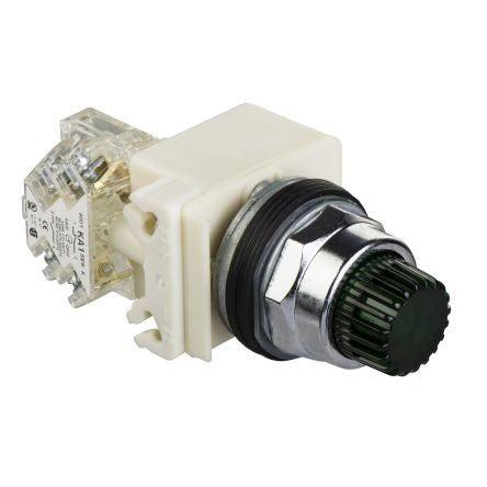 Schneider Electric 9001K Series Illuminated Push Button Switch, Spring Return, Panel Mount, 30mm Cutout, SPDT, 600V ac, [9001K2L35GH13]; 654-845