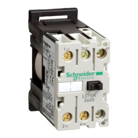 Schneider Electric TeSys LC1SK Contactor, 220 V ac Coil, 2-Pole, 6 A, 2 NO, 690 V [LC1SK0600M7]; 655-187