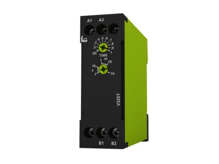 Veo Series DIN Rail Mount Timer Relay, 12 → 240V ac/dc, 2-Contact, 60min, 1-Function, SPST [V2ZET]; 658-396
