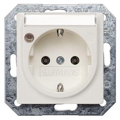 Siemens DELTA White 1 Gang Plug Socket, 16A, Schuko [5UB1560]; 664-435