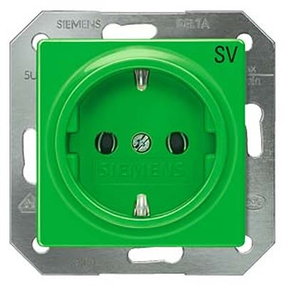 Siemens DELTA Green 1 Gang Plug Socket, 16A, Schuko [5UB1910]; 664-436