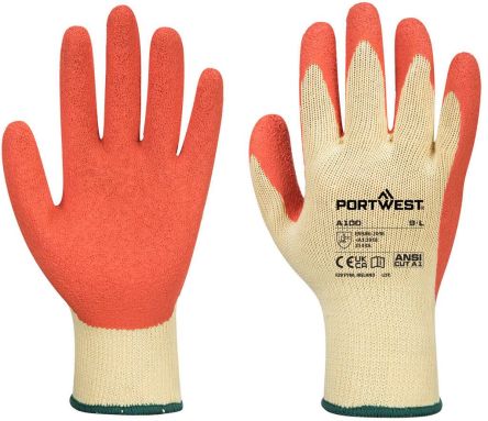 Portwest A100 Orange Polyester Abrasion Resistant, Anti-Slip, General Purpose, Good Dexterity, Tear Resistant Work [A100ORRXL]; 664-451