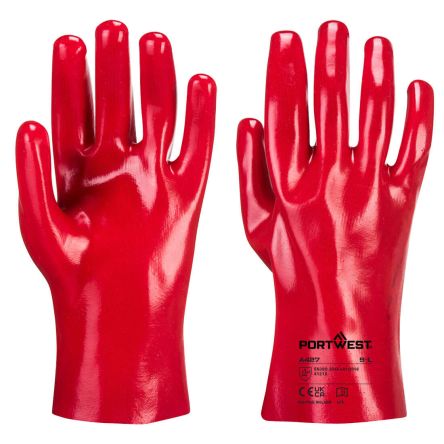 Portwest A427 Red Polyester Abrasion Resistant, Chemical Resistant, Extra Grip, Tear Resistant, Waterproof Work Gloves, [A427RERXL]; 664-458