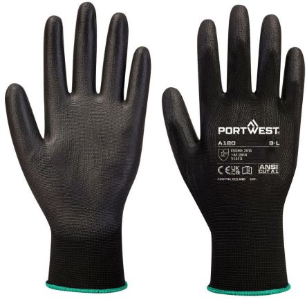 Portwest A120 Blue Polyester Abrasion Resistant, Anti-Slip, General Purpose, Good Dexterity, Tear Resistant Work [A120BKRXL]; 664-463