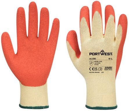 Portwest A100 Blue, Grey Polyester Abrasion Resistant, Anti-Slip, General Purpose, Good Dexterity, Tear Resistant Work [A100ORRM]; 664-471