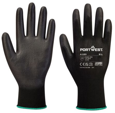 Portwest A120 Blue Polyester Abrasion Resistant, Anti-Slip, General Purpose, Good Dexterity, Tear Resistant Work [A120BKRS]; 664-479