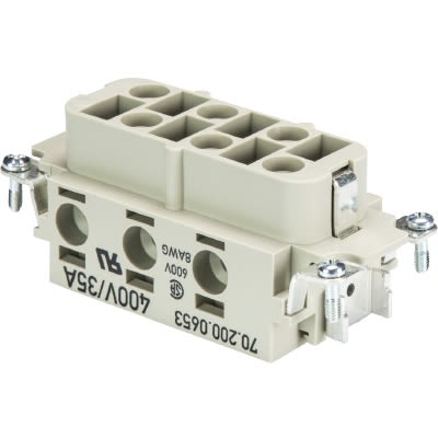 Wieland Insert, 35A, Female, 70 Series, 6 Contacts [70.200.0653.0]; 666-116