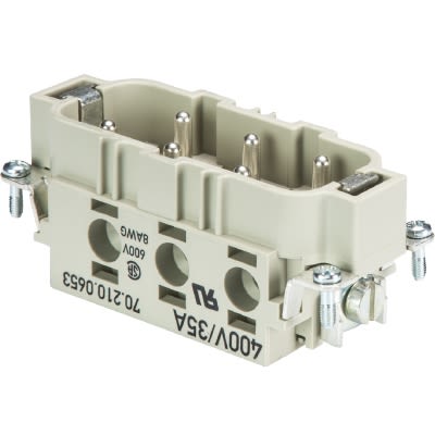 Wieland Male Insert, 35A, Male, 70 Series, 6 Contacts [70.210.0653.0]; 666-117