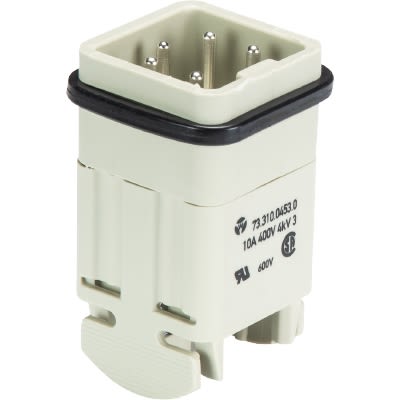 Wieland Male Insert, 10A, Male, 73 Series, 4 Contacts [73.310.0453.0]; 666-121