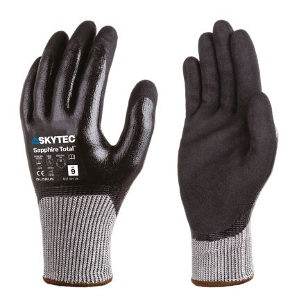 Skytec Sapphire Total Black HPPE, Nylon, Spandex, Stainless Steel Fibre Yarn Abrasion Resistant, Anti-Slip, Cut [SKY00125]; 670-293
