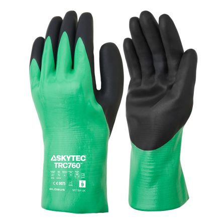 Skytec TRC760 Black, Green HPPE, Polyester, Steel Fibre Abrasion Resistant, Anti-Slip, Cut Resistant, Waterproof Work [SKG00760EH]; 670-305