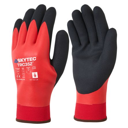 Skytec TRC352 Black/Red Recycled Polyester General Purpose, Waterproof Work Gloves, Size XL, Latex Coating [SKG00352HJ]; 670-313