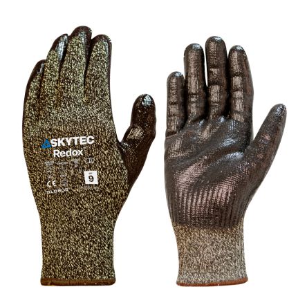 Skytec Redox Black, Yellow 10 Gauge Para-Aramid, Nylon, Steel fibre Cut Resistant, Heat Resistant Work Gloves, Size [SKG00106CH]; 670-331