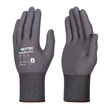 Skytec Sapphire Zinc Grey HPPE Cut Resistant Work Gloves, Size Medium, Uncoated Coating [SKG00086FF]; 670-391