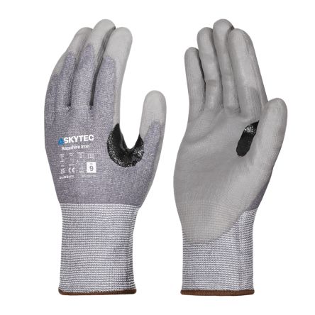 Skytec Sapphire Iron Black, Grey 13 Gauge HPPE, Nylon, Steel Fibre Abrasion Resistant, Cut Resistant Work Gloves, Size [SKG00085FJ]; 670-394