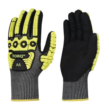 Skytec Torq Hurricane Black, Yellow 13 Gauge HPPE, Nylon, Steel Fibre Cut Resistant, Impact Protection Work Gloves, [SKG00082FD]; 670-405