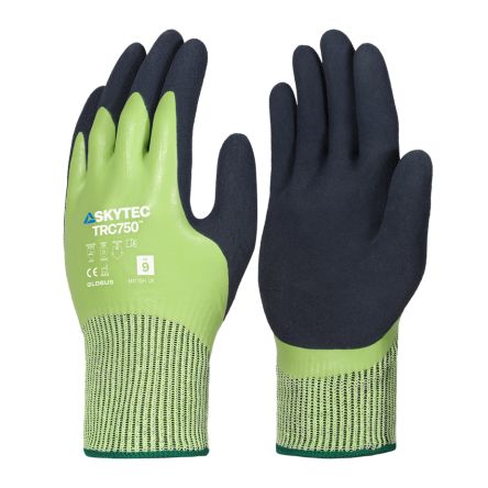 Skytec TRC750 Black, Green 13 Gauge HPPE, Nylon, Steel Fibre Abrasion Resistant, Cut Resistant Work Gloves, Size Small, [SKG00080ED]; 670-411