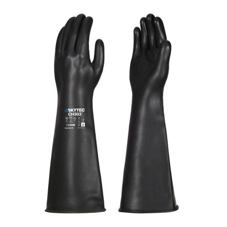 Skytec CH303 Black Chemical Resistant Work Gloves, Size Large, Natural Rubber Coating [SKG00077BH]; 670-415
