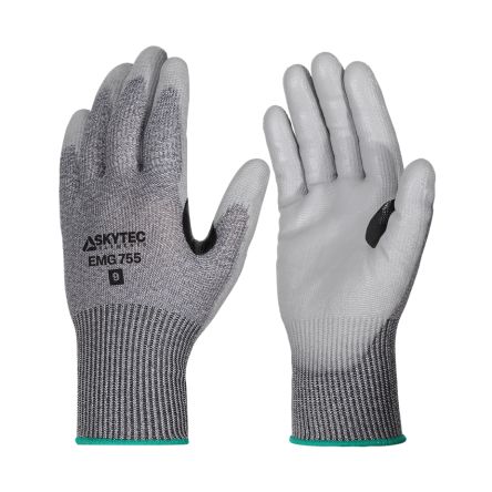 Skytec EMG755 Black, Grey 13 Gauge HPPE, Nylon, Steel Fibre Cut Resistant, Dry Environment, Good Dexterity Work Gloves, [EMG00755FL]; 670-438