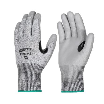 Skytec EMG745 Black, Grey Glass Fibre, HPPE, Nylon Cut Resistant, Dry Environment, Good Dexterity Work Gloves, Size 12, [EMG00745FN]; 670-442