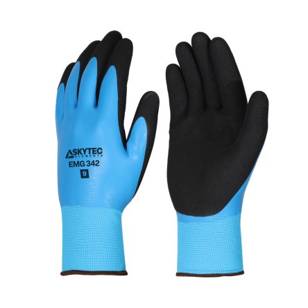 Skytec EMG342 Black, Blue Polyester Grip and Abrasion Resistance, Oil Resistant, Wet Resistance Work Gloves, Size XL, [EMG00342DJ]; 670-455