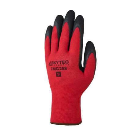 Skytec EMG258 Black/Red Polyester Grip and Abrasion Resistance, Oil Resistant, Wet Resistance Work Gloves, Size Small, [EMG00258HD]; 670-474
