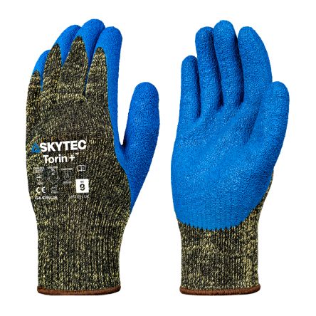 Skytec Torin+ Blue, Yellow 10 Gauge Para-Aramid, Nylon, Steel fibre Cut Resistant, Heat Resistant Work Gloves, Size [SKG00055DL]; 670-481