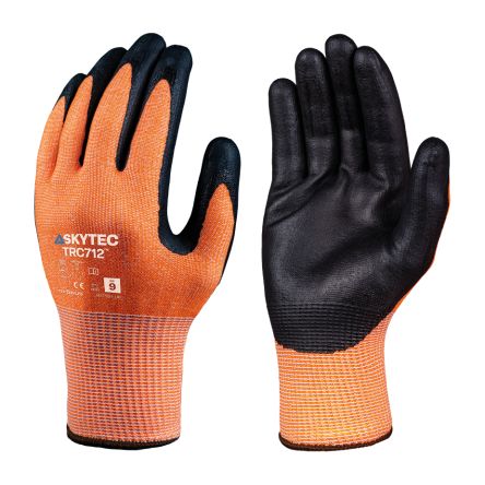 Skytec TRC712 Black, Orange 13 Gauge HPPE, Glass Fibre, Recycled Polyester Abrasion Resistant, Cut Resistant Work [SKG00014GF]; 670-511