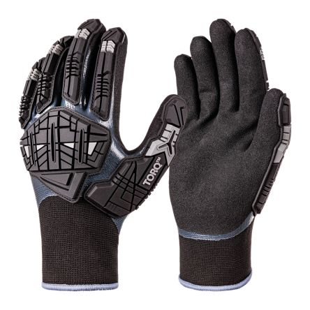 Skytec Torq Cyclone Black, Grey Nylon Impact Protection Work Gloves, Size Large, Nitrile Coating [SKG00008BH]; 670-517