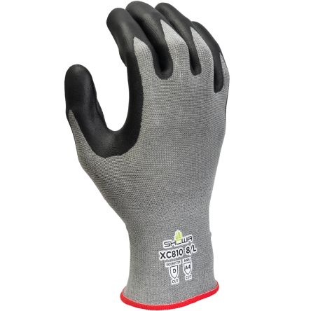 Showa XC810 Black, White HPPE Abrasion Resistant, Cut Resistant Work Gloves, Size XL, Microporous Nitrile Coating [SHOXC8104]; 670-572
