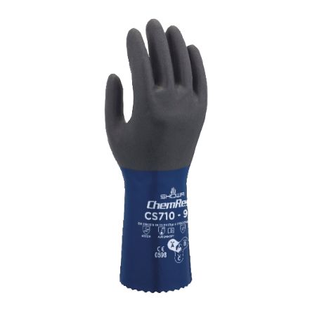 Showa CS710 Black, Blue Polyester Chemical Resistant Work Gloves, Size Small, Nitrile Coating [SHOCS7101]; 670-600