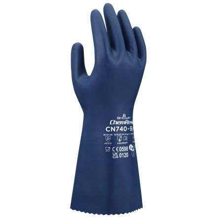 Showa CN740 EBT Blue Cotton Chemical Resistant Work Gloves, Size XXL, Nitrile Coating [SHOCN7405]; 670-649