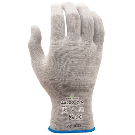 Showa AX200 Grey Nylon Anti-Static Work Gloves, Size Large, Uncoated Coating [SHOAX2003]; 670-653