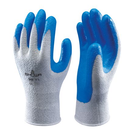 Showa 545 Blue, White HPPE Abrasion Resistant, Cut Resistant Work Gloves, Size Medium, Nitrile Coating [SHO5452]; 670-709