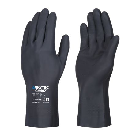Skytec CH402 Black Cotton Chemical Resistant Work Gloves, Size Small, Chloroprene Coating [SKG00074BD]; 670-730